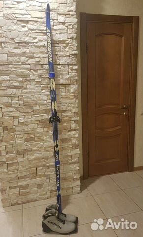 Лыжи беговые 205, ботинки 45