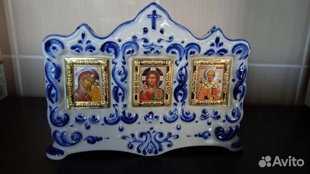 Киот настольный гжель