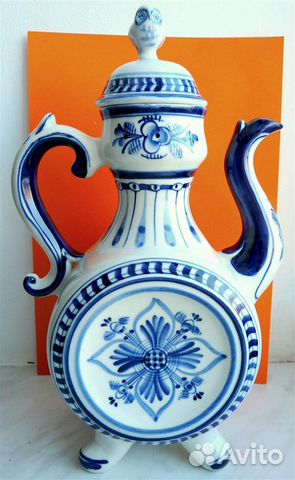 Фарфоровый Квасник Кувшин Кумган Гжель Сова 30 см