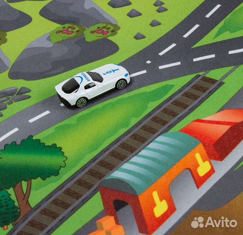 Детский игровой коврик + 4 машинки, новый