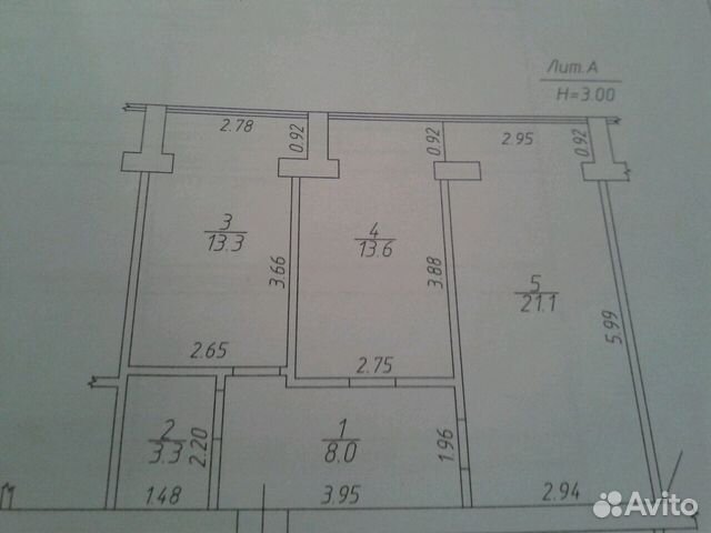 2-к квартира, 59.3 м², 4/6 эт.