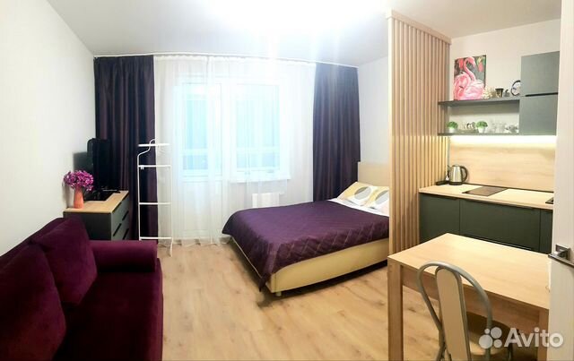 

Квартира-студия, 28 м², 2 кровати