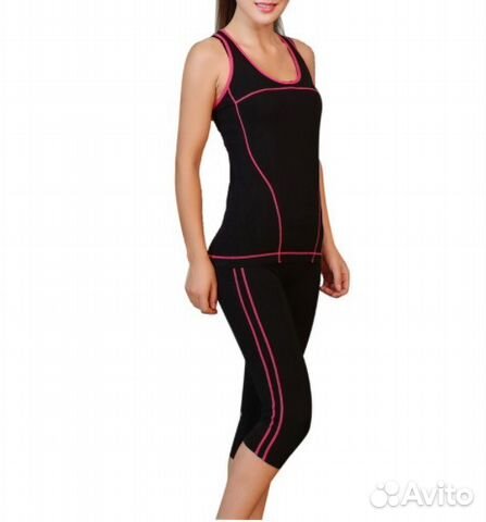 Костюм для фитнеса спорта майка лосины новый L-XL