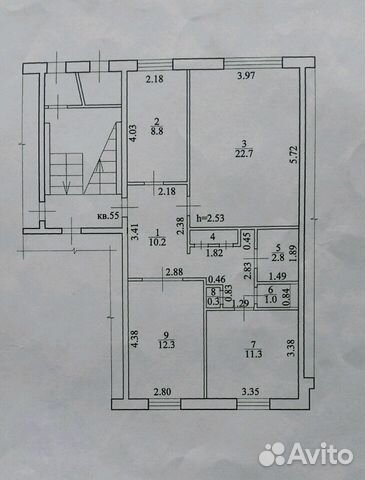 3-к квартира, 70 м², 1/5 эт.