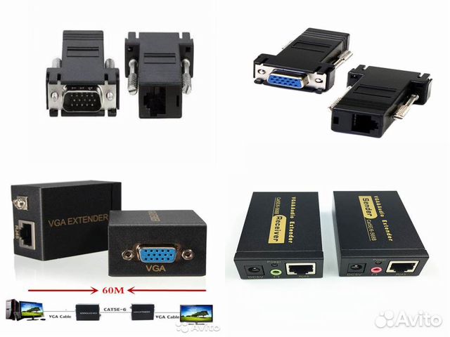 Новые, Vga удлинитель 40-100 метров по UTP