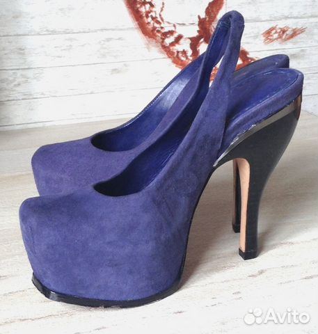 Синие замшевые туфли 