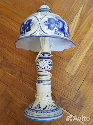 Лампа настольная, гжельский фарфор