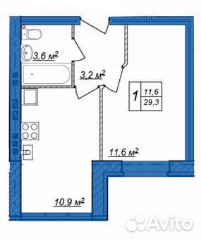 1-к квартира, 29 м², 3/3 эт.