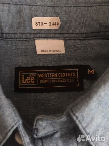 Джинсовая рубашка Lee size L made in Macau винтаж