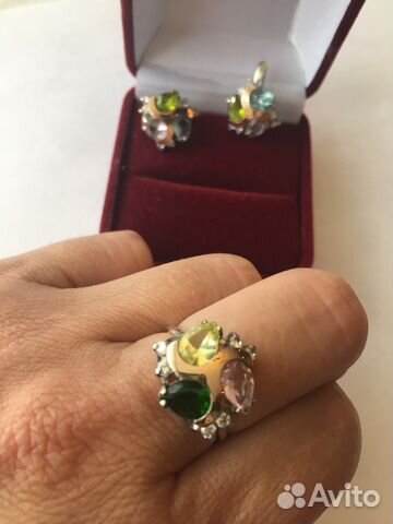 Винтаж: Серьги и Кольцо серебро 875/золото 375