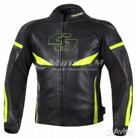 Мотокуртка tschul 890 кожа,черный/желтый 52
