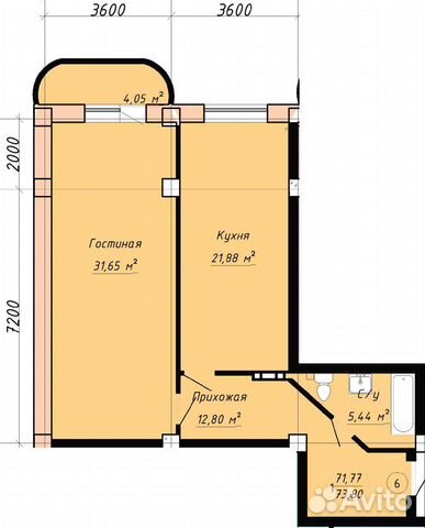 2-к квартира, 74.2 м², 10/11 эт.