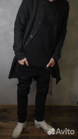 Тренч пальто мужской асcиметричного кроя N13L лён Тренч пальто мужской асcиметричного кроя N13L лён