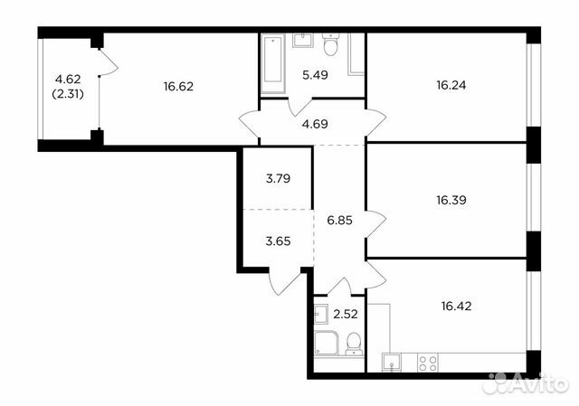 3-к квартира, 95 м², 5/17 эт. 3-к квартира, 95 м², 5/17 эт.