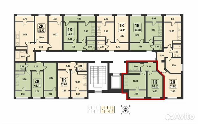 1-к квартира, 40.6 м², 3/8 эт.
