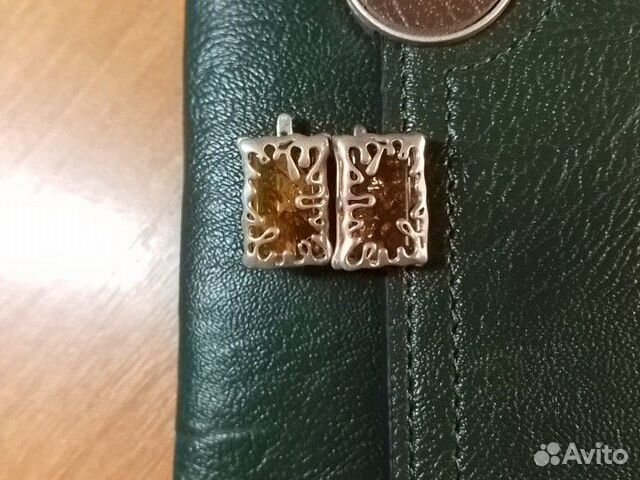 Серебряные серьги с янтарем