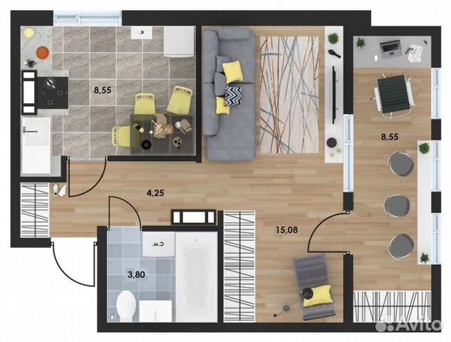 1-к квартира, 36 м², 7/10 эт.