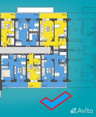 1-к квартира, 37.2 м², 4/21 эт.