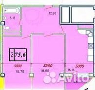 2-к квартира, 75.6 м², 2/10 эт.