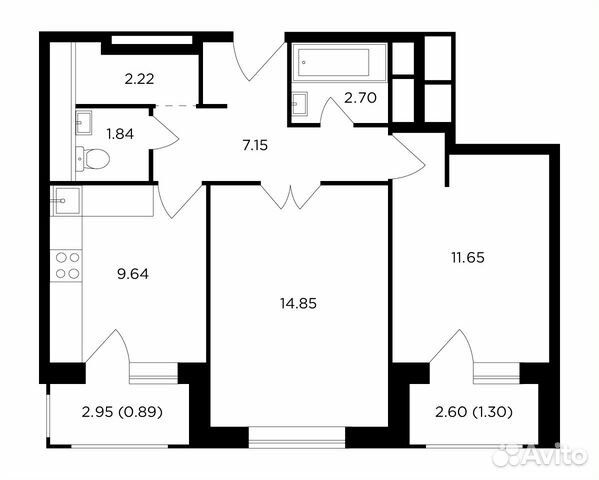 2-к квартира, 52.2 м², 17/25 эт.