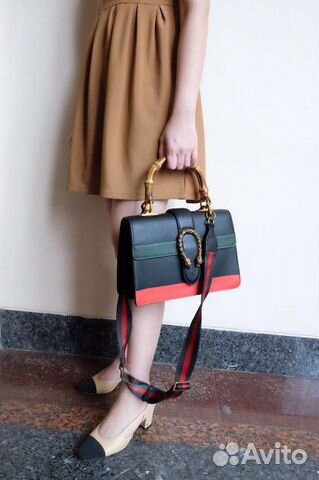 Сумка Gucci Dionysus Striped Bamboo Top Handle