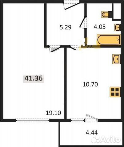 1-к квартира, 41.4 м², 10/10 эт.