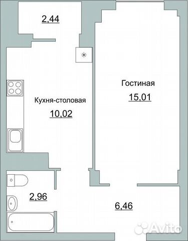 1-к квартира, 36.3 м², 9/10 эт.