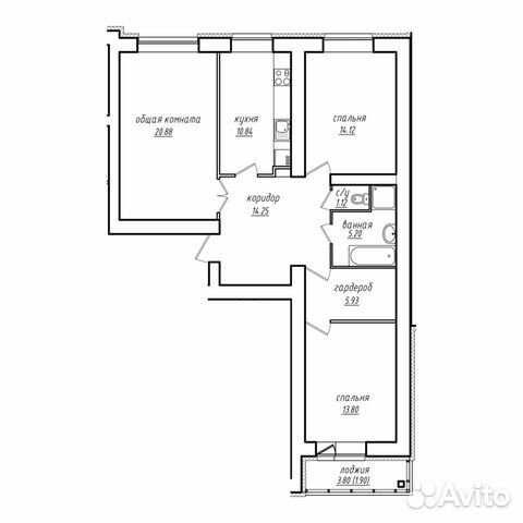 3-к квартира, 88 м², 8/8 эт.