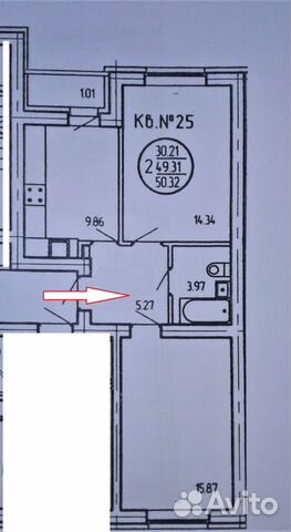 2-к квартира, 50.3 м², 6/13 эт.