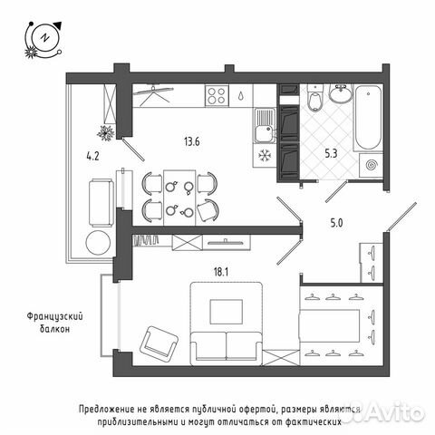 1-к квартира, 44.1 м², 10/12 эт.