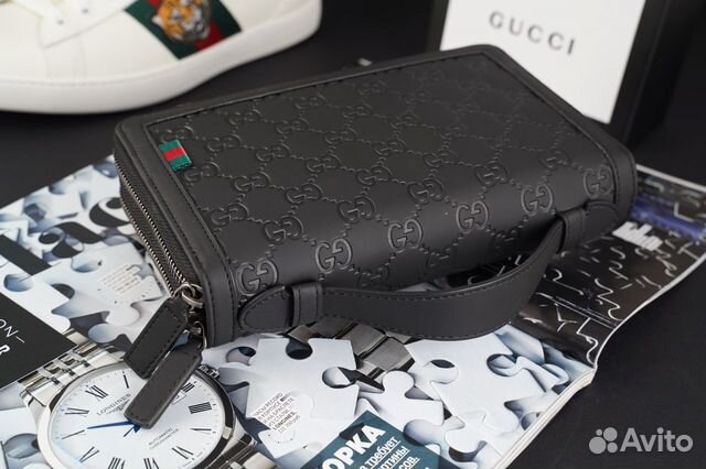 Клатч барсетка кошелек на молнии портмоне GG Gucci