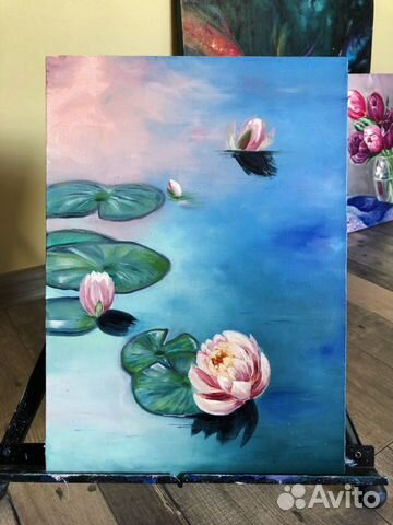 Картина маслом на холсте «Водяные лилии» Картина маслом на холсте «Водяные лилии»