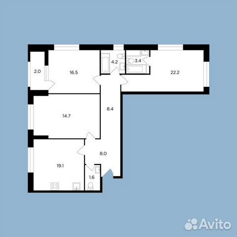 4-к квартира, 130.8 м², 20/20 эт. 4-к квартира, 130.8 м², 20/20 эт.