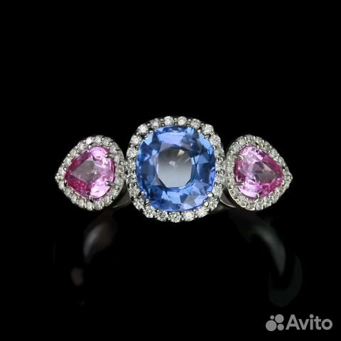 Кольцо бел. зол.с сапфир.3,45 ct и брилл. 0,2 ct