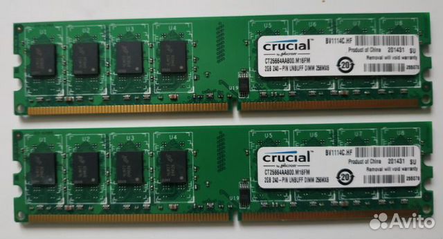 Оперативная память Crucial 2*2GB DDR2 800Mhz