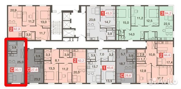1-к квартира, 30.1 м², 12/24 эт.