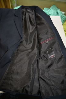 Пиджак синий в серую полоску/клетку