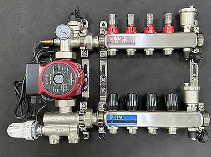 Коллектор для теплого пола 3 контура из нержавеющей стали tim kcs5003