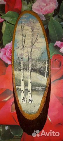 Картина на срезе дерева