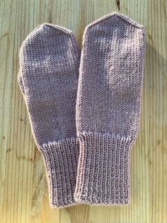 Варежки женские новые вязаные, шерстяные, пудровог