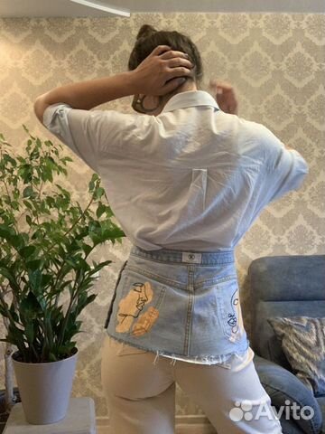 Дизайнерский джинсовый пояс-баска двухсторонний