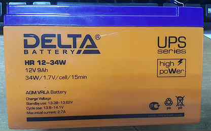 Аккумулятор Delta HR 12v 9Ah для UPS и машинок