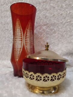 Вазы цветное стекло керамика СССР