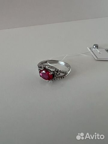 Серебряное кольцо с рубином 925 проба