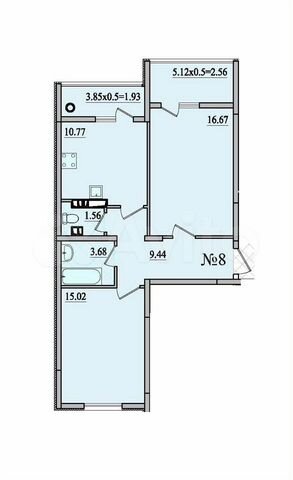 2-к. квартира, 61,6 м², 3/8 эт.