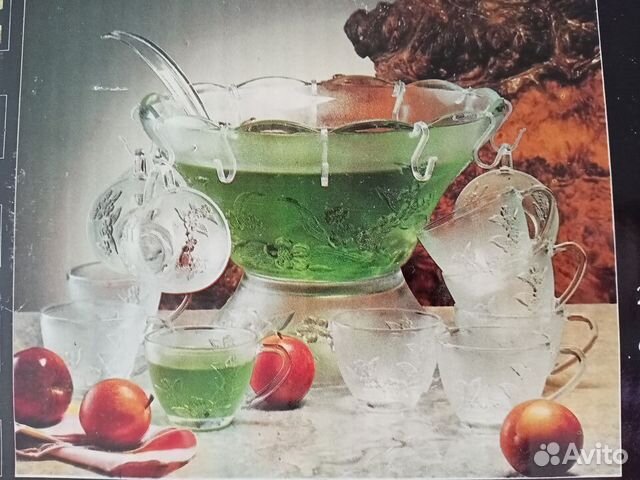 Крюшонница, компотница: 12 кружек, стекло