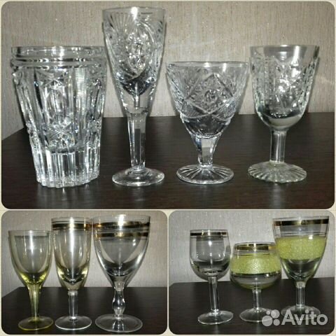 Бокалы, рюмки и стаканы хрустальные СССР