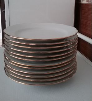 Тарелки фарфор с позолотой Дулёво новые