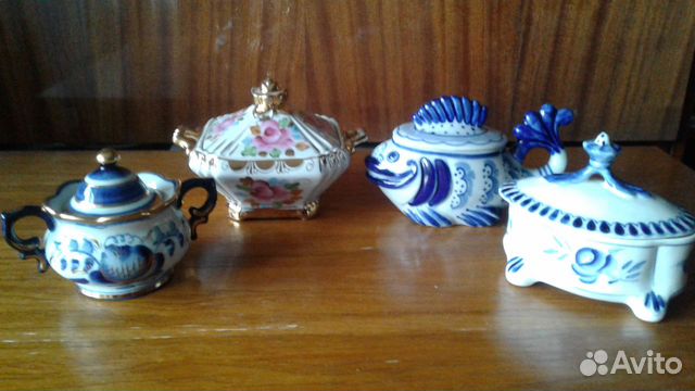 Фарфоровые шкатулки - сахарницы Гжель СССР