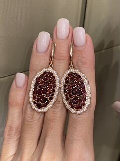 Серьги с натуральным гранатом